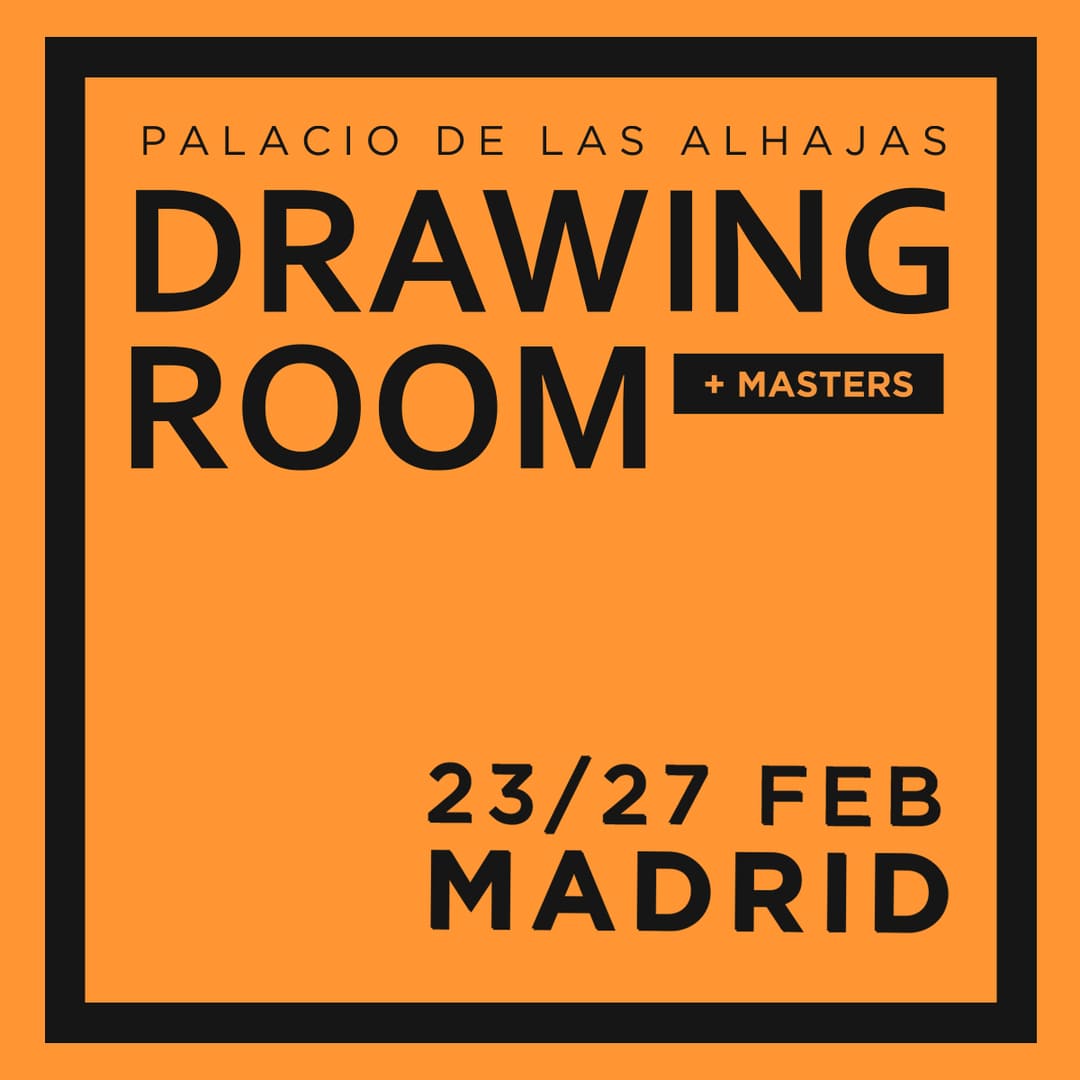 Cartel de Drawing Room +masters 2022. Feria de arte contemporáneo. Del 23 al 27 de febrero de 2022. Palacio de las Alhajas, Madrid.