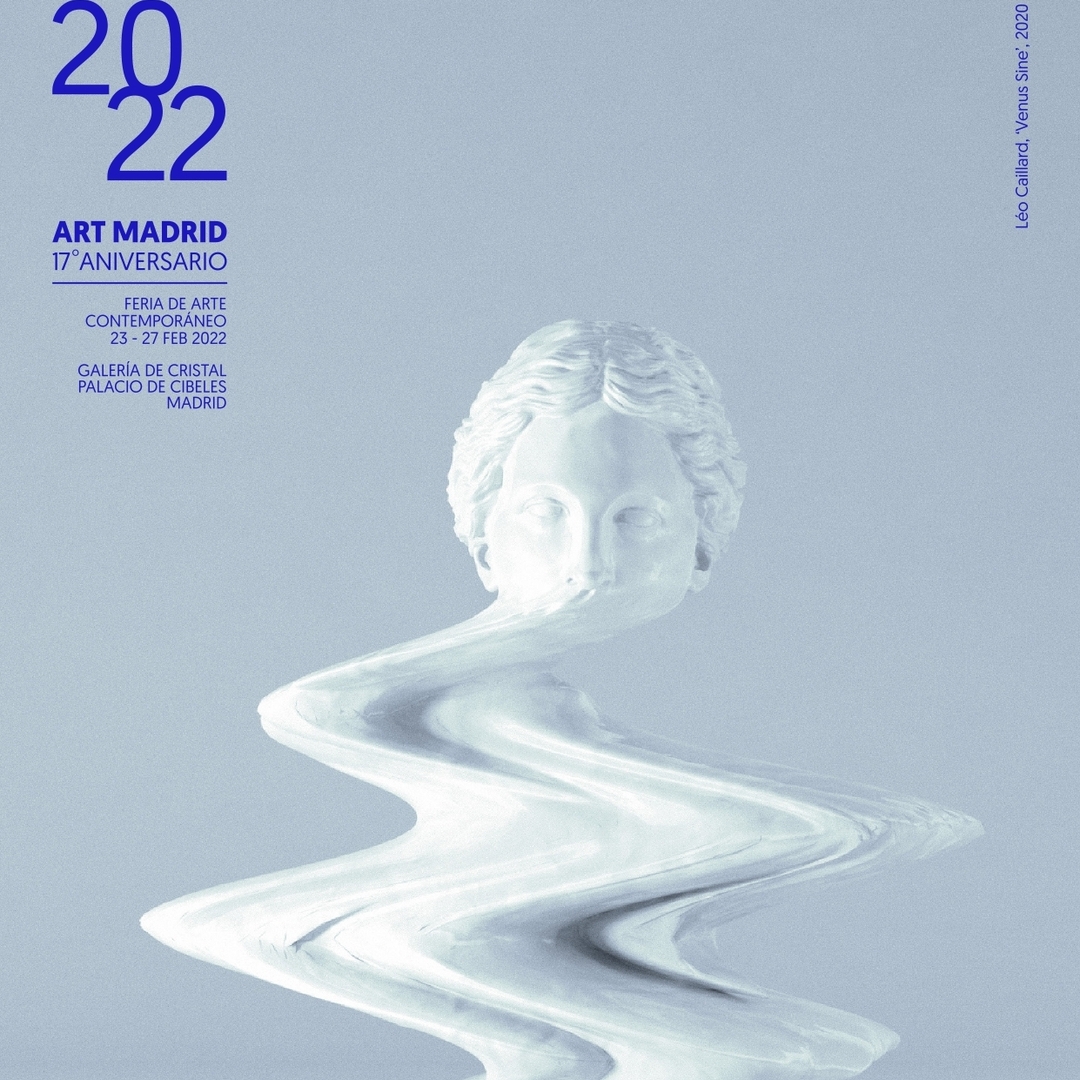Detalle del cartel de ArtMadrid 2022. 17 aniversario. Feria de arte contemporáneo. Del 23 al 27 de febrero de 2022. Galería de Cristal, Palacio de Cibeles, Madrid.